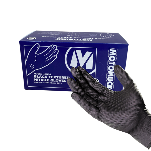 Black Textured Nitrile Gloves, 8Mil Full grip Super Extra Heavy