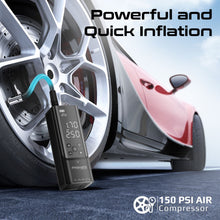 Load image into Gallery viewer, 150PSI Portable Air Compressor Power Bank w/ LED Flashlight. 7500mAh Battery
