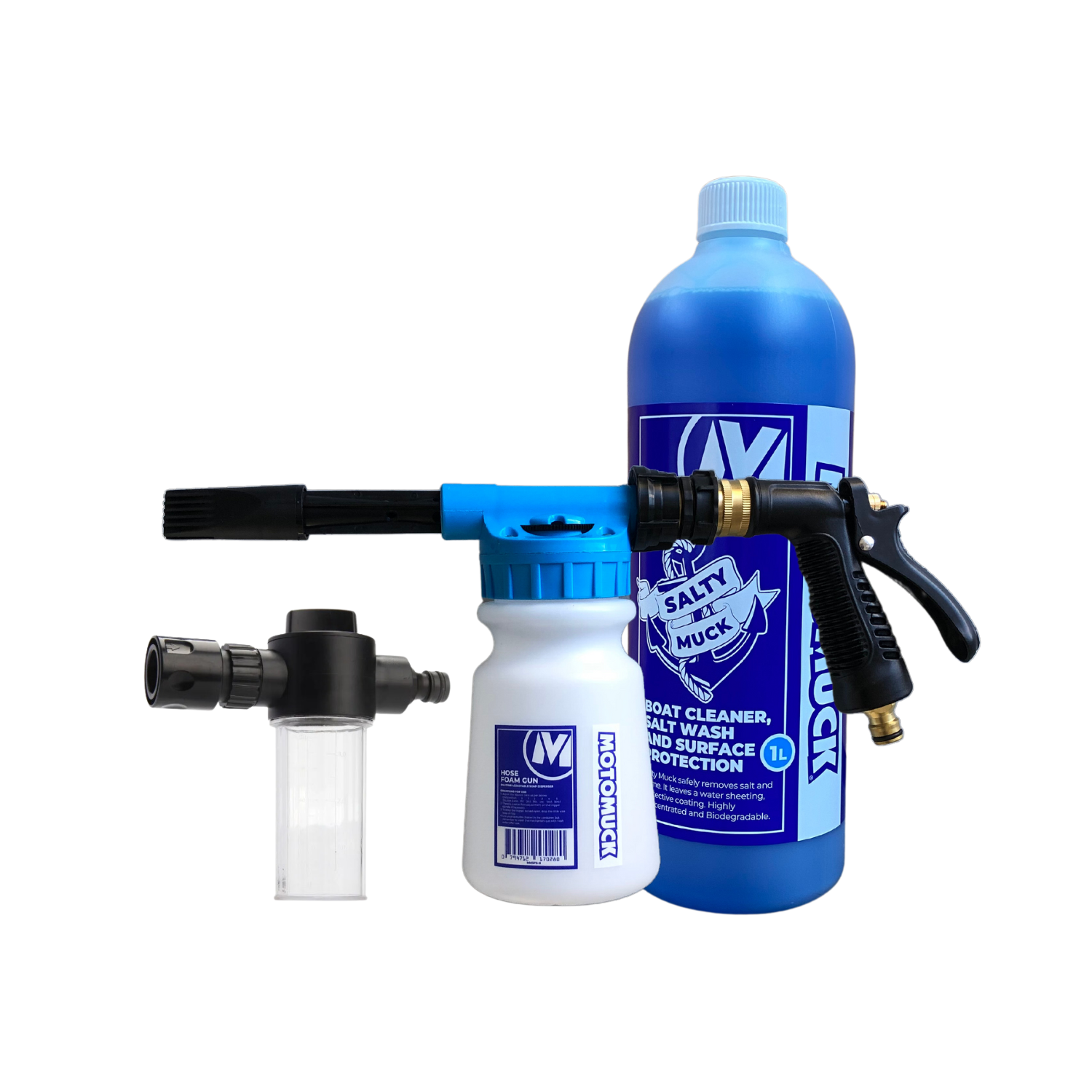 Combo Boat Cleaner 1L + Hose Foam Gun + Engine Flush Mixer Kit 1