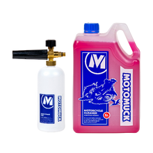 Load image into Gallery viewer, 5 Litre Bottle of Motorcycle cleaner with Snow Foam Gun for easy application
