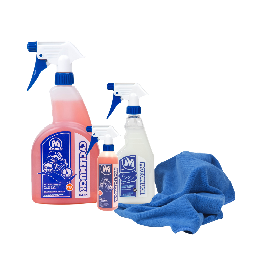 1 Litre Motomuck Cycle Cleaner,  250ml  Motomuck Cycle Cleaner, Microfibre towel and 500ml Waterless Wash  cleaning combo for Bicycle care